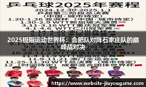 2025极限运动世界杯：合肥队对阵石家庄队的巅峰战对决